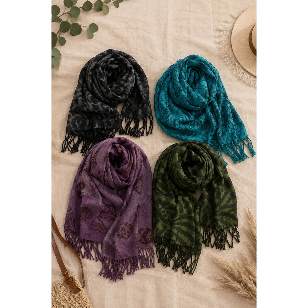 Boho Fringe Scarf Lot Pashmina Wrap‎ Turquoise Shawl Festival Cottagecore Set
